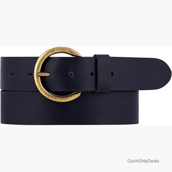Genuine Leather Belt with Antique Gold Buckle for Jeans and Dresses main image 7